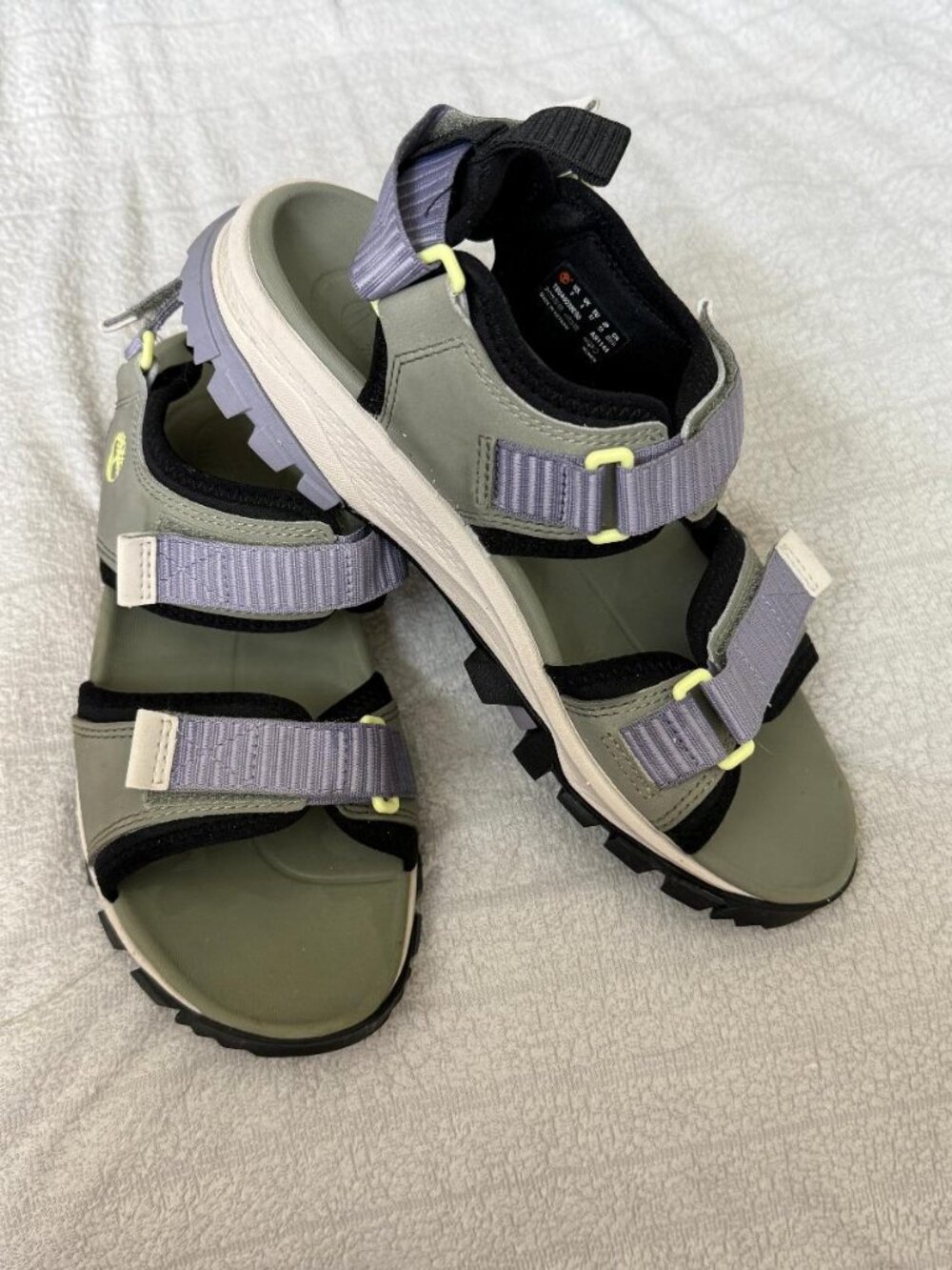 Timberland Lincoln Peak 2-Strap Sport Sandals - Green/Purple Sz.6